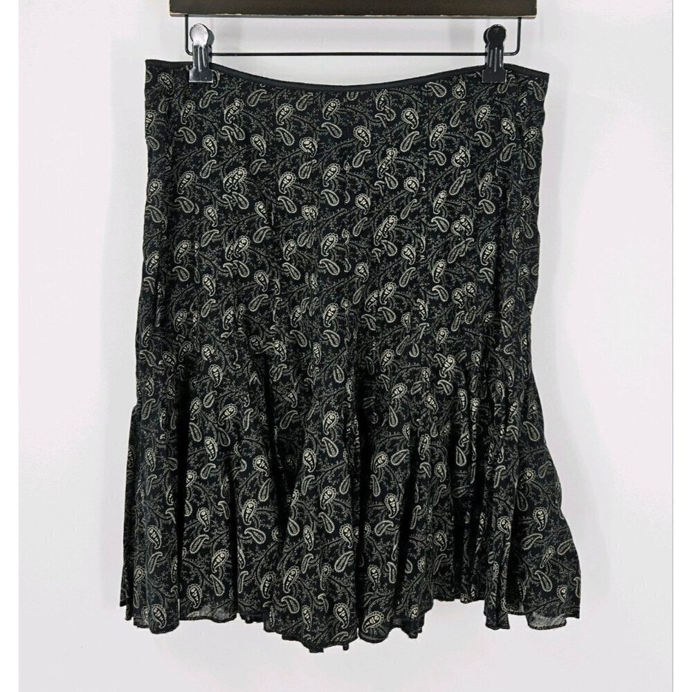 Polo Jean Co Ralph Lauren Womens 10 Skirt Black White Pleated Paisley